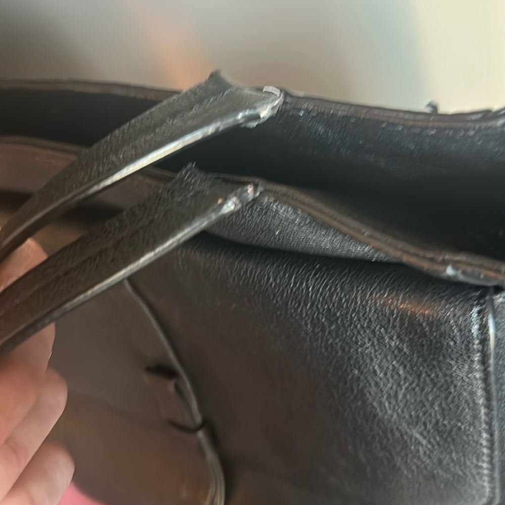 Kate Spade ♠️ Black Leather Front Flap Pocket Bow Tote - Picture 5 of 9
